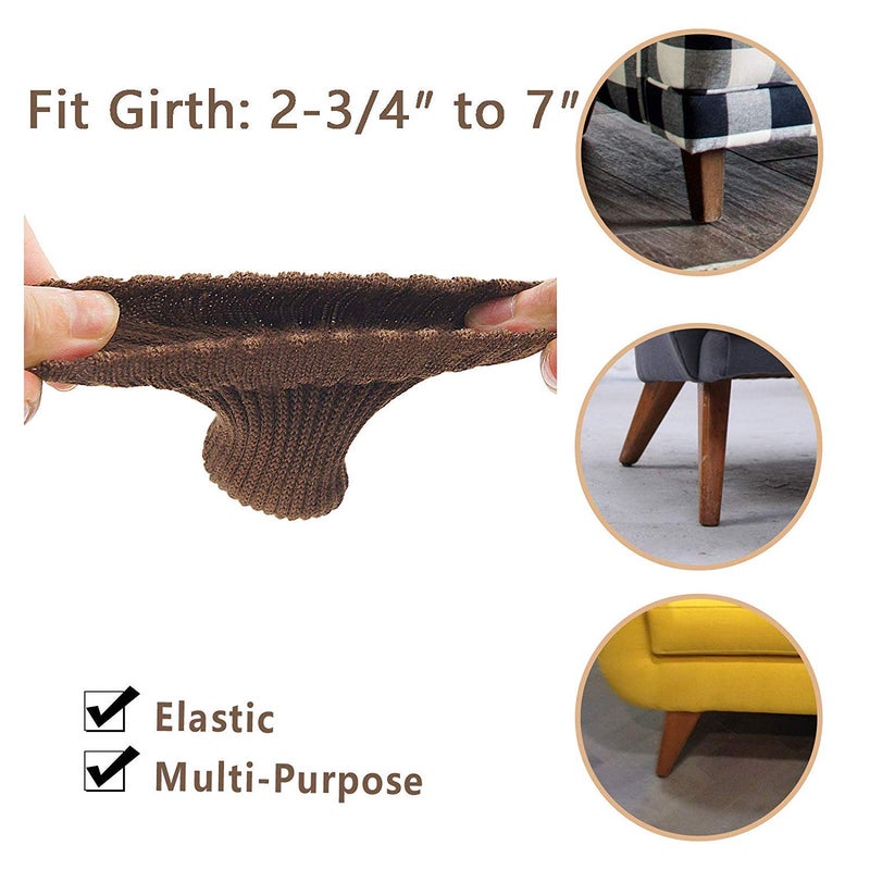 OEEKOI 24 PCS Furniture Leg Knitted Protector - Chair Leg Floor Protectors for Avoid Scratches  Furniture Leg Socks for Moving Easily and Reduce Noise  Brown - Image 3